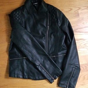 NWOT Black Faux Leather Moto Jacket Lilly Ghalici
